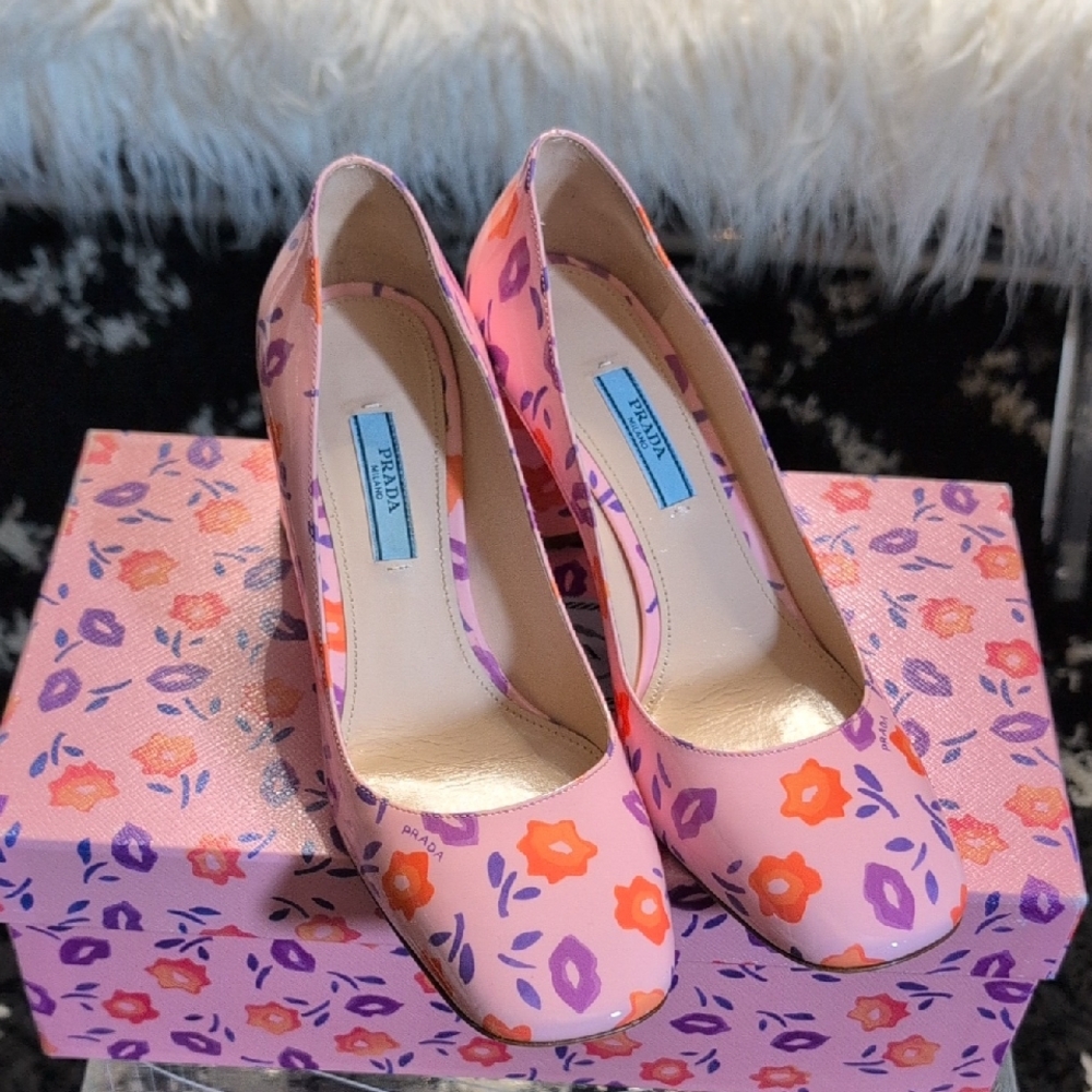 Prada Pink and Purple Floral Heels